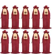 12 Pack Burlap Wine Gift Bags with Drawstring and Tags for Christmas Wedding