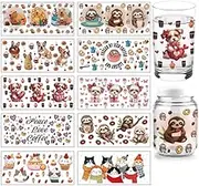 arricraft 10 Sheets UV DTF Cup Wrap, 10 Styles Dessert Cat Dog Capybara Animal Rub On Transfers PVC Transfer Sticker Waterproof Scratch Pictures for DIY 16 oz Libbey Glass Cup Furniture Wood