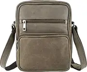 [Gentry Choice] Crossbody Bag Crazy Horse Leather Outback Brown Vintage Satchel for iPad, Tablet & Notebook Full Grain Cowhide, Adjustable Strap, Unisex Messenger Bag