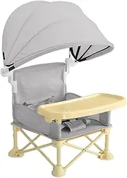 znutc High Chair Booster Seat - Folding Toddler Booster Dining Seat - Portable Beach Chair with Removable Tray, Sunshade for Toddler Boy Girl, Kitchen