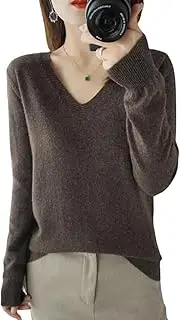 [HaBrat] Women Cashmere Sweater,Lightweight Classic-Fit Pullover Sweater V Neck Long Sleeve Sweater Thin Knit Top