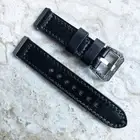 Black Handmade Leather Band Strap Compatible with Fitbit Versa 3 4 and Sense 2