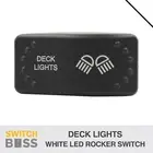 Deck Lights LASER ETCHED Horizontal Rocker Switch White LED 12v 24v On-Off