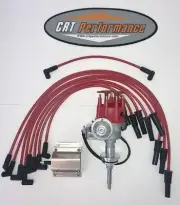 CHRYSLER 273-318-340-360 RED SMALL Cap HEI Distributor + 60K COIL + Plug Wires