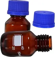 LIFKOME 2 pcs Small Sealing Bottles Glass Chemical Sample Containers with Graduated Design Leak Screw Caps for Laboratories and Classroom Use Each