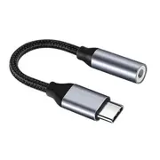 USB Type C to 3.5mm Headphone Audio Jack Aux Cable Adapter Compatible iPhone IOS 15 Series / Android Samsung / Google Pixel - Grey