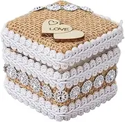 CAXUSD Box Pastoral Style Ring Box Twine Rope The Ring Rings Wedding Ring Game Ring Holder Bearer Pillows Ring Pillow Bridal Ring Game Ring Bearer Pillows for Dog Collar Linen