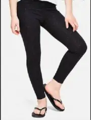 Justice Girl's Size 10 Black Glitter Sparkle Leggings Full-Length Legging Pants