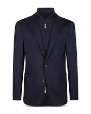 Eleventy Cotton Cashmere Blend Slim Fit Soft Jacket with Detachable Bib