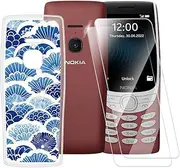 Printed TPU Case + 2-Pack Tempered Glass Screen Protector Compatible with Nokia 8210 4G, Artistic Slim Shockproof Cover, Anti-Scratch, Full Protection