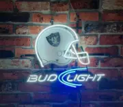 Bud Light Beer Las Vegas Raiders Helmet 17"x14" Neon Sign Lamp Light Bar Club DS