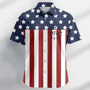 Independence Day Men's US Flag Patriotic 1776 Shirt Casual Shirt Cuban Collar Shirt Short Sleeve Fashion Casual Holiday Streetwear Summer Spring Camp Collar Sh