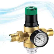 Pressure Regulator Water 3/4 Inch, Water Pressure Regulator with Water Pressure Gauge and Mesh Filter As Shown