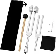 Roarrter 528 HZ Tuning Forks for Healing Chakra Set OM136.1 Hz for Repair Sound Healing Instruments with Tuning Fork Holder Easy to Use Silver B