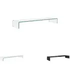 TV Stand/Monitor Riser Glass Desk Laptop Holder Clear/Black Multi Sizes vidaXL