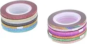 EXQUIMEUBLE 14 Rolls Nail Art Tape Set Self Adhesive Manicure Tool for Women Color Shiny Nail Stickers for Creative and Pedicures