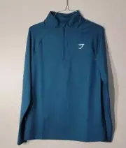 Gymshark Women's 1/4 Zip Medium New Training 1/4 Zip Top Long Sleeve Gym Teal