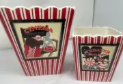 American Atelier Popcorn Bucket Bowls Ceramic Large Small Movie Night Decor