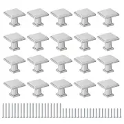 20 Pack Cupboard Knobs 1.2 Inch(30mm) Square Dresser Knobs, Silver