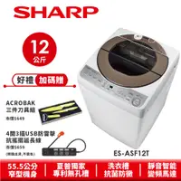 在飛比找蝦皮商城優惠-【SHARP夏普】無孔槽變頻洗衣機 ES-ASF12T 12