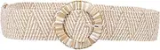 [FRCOLOR] Woven Stretch Elastic Waist Belt Fashion Boho Dress Stylish Wide Braided Belt For Women Dress Beige