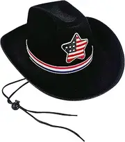 [Generic] Cowgirl Hat - Patriotic Flag Cowgirl 4th of July Hat | Five-Pointed Star Classic Western Felt Headwear, Costume Accessory for Men Women