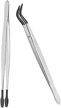 KALLORY 2Pcs Multi Use Tweezers for Crafts Stamps and Collecting Lightweight Durable Hobby Tools for Jewelry Coins and Precision Tasks