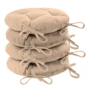 4x Round Dining Chair Seat Cushions Cotton Polyester Outdoor Dining 40cm Beige