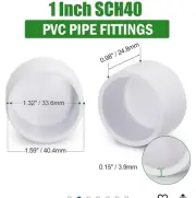PVC Pipe End Caps 1 Inch, Zernmiarder White SCH40 Furnit 1" PVC Pipes, 12 Pieces