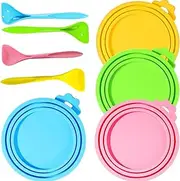 Generic Pet Food Can Lids+Spoon,4 Sets Universal Size Silicone Food Can Covers+Spoons for Dog & Cat Food,Fit Most Standard Size Dog Cat Food Canned, Dishwasher Safe| BPA Free