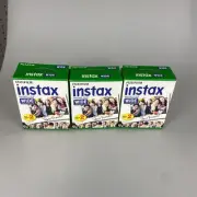 BRAND NEW LOT OF 3 FUJI FILM INSTAX INSTANT FILM WIDE PICTURE FORMAT 10x2 PACKS