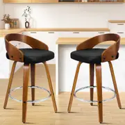 2x ALFORDSON Bar Stools Curved Backrest Black