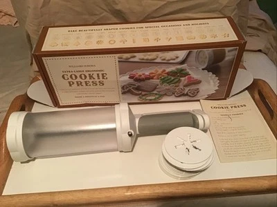 Williams Sonoma Extra Large Ergonomic Cookie Press 16 Cookie Disks All Occasions