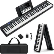 88-Key Foldable Electronic Keyboard, Full-Size Semi Weighted Digital Piano for B