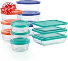 24-Pc Glass Food Storage Containers Set w/ BPA-Free Multicolor Lids
