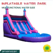 6.4m Commercial PVC Inflatable Water Slide Double Lane With Splash Pool &Blower
