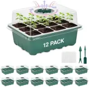 12 Pack Seed Starter Tray Seed Starter Kit with Humidity Dome,(144 Cells Tota...