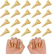 GLOBLELAND 20 Pieces Golden Finger Claws Rings for Cosplay Retro Alloy Full Nail Set Gothic Punk Rock Talon Nail Fingertip Claw for Vampire Cat Wolf Cosplay Nail Art Halloween Costume Accessories