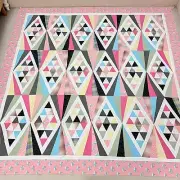 Handmade. Pink Mulholland Drive Cotton Patchwork quilt top/topper 86x86"