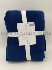 Pottery Barn Kids Recycled Blend Luxe Chamois Duvet Cover Navy Blue Twin #6777K
