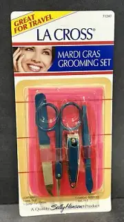 Sally Hansen La Cross Mardi Gras Grooming Set Clip Slant Tweezers Scissors File