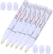 WEKAMOS 6Pcs White Automotive Scratch Repair Pen Durable Paint Markers for Car Touch Up Smooth Flow Ink for Scratch Correction for Light Dark Surfaces