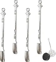Mini Medicine Spoon, Mini Snuff Spoon, Mini Powder Spoon, 4 Pieces, Mini Medicine Scoop Snuff Spoon, Sampling Scoop Mini Shovel Spoon for Medication, Salts, Spices (Silver)