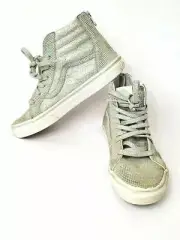 Vans Sk8-Hi Zip back Shoes in Metallic Silver Sparkle Size Big Toddler 5.5