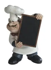 11" H Chef Holding Chalkboard Menu Blackboard Statue Kitchen Decoration