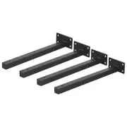 Floating Shelf Brackets, 4pcs 12"(300mm) Wall Mounted Shelf Supports, Black