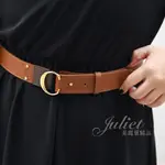 【茱麗葉精品】CHLOE CEINTURE 經典C LOGO小牛皮穿扣式皮帶.栗棕 現貨在台