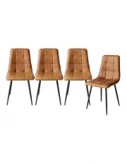 [Levede] Padded Seat PU Leather Dining Chairs x4 in Brown