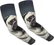 [FHEDVBN] Funny Pug Dog Arm Sleeves Compression Arm Covers for Men Women Outdoor Sun Sleeves Cooling Sports Sleeve, Black