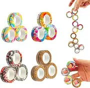 MBOUTrising 12Pcs Magnetic Ring Fidget Toys Pack, Stress Relief Fidget Spinner Toys for Training Relieves Reducer Autism Anxiety, Camouflage Fingers Fidget, Magic Balls, Anti-Stress Ring Balls